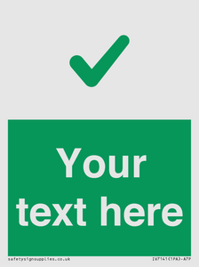 Custom green background, green tick sign